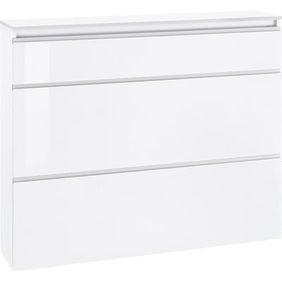 Schuhschrank INOSIGN "Magic Schuhschrank, Schuhkommode, Schuhregal, softgriff", weiß, B:120cm H:108cm T:26,5cm, FSC-zertifizierter Holzwerkstoff, Schränke, 3 Klappen, Doppelschuhtrommeln Komplett Hochglanz lackiert Breite 120 Image