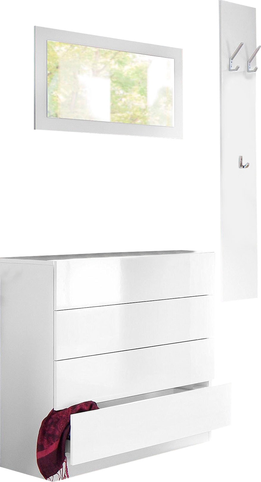 Garderoben-Set BORCHARDT MÖBEL "Vaasa 3", weiß (weiß matt), Kastenmöbel-Sets, mit Push to Open-Funktion