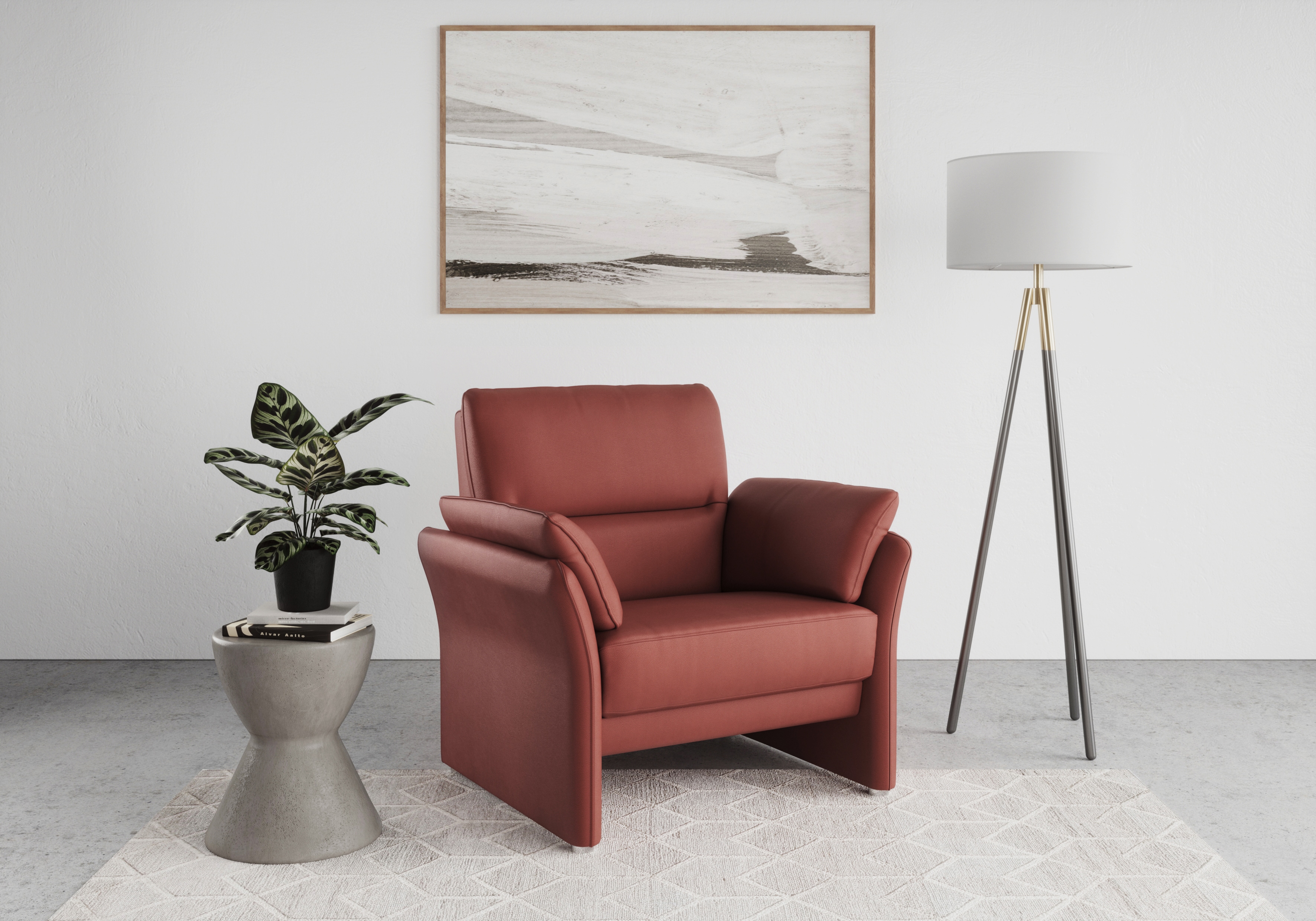 Sessel DOMO COLLECTION "Pina elegant und zeitloser Clubsessel, bequemer Cocktailsessel", rot, B:99cm H:95cm T:88cm, Sessel, Einzelsessel, Hoher Sitzkomfort, Luxus-Microfaser Lederoptik, rot