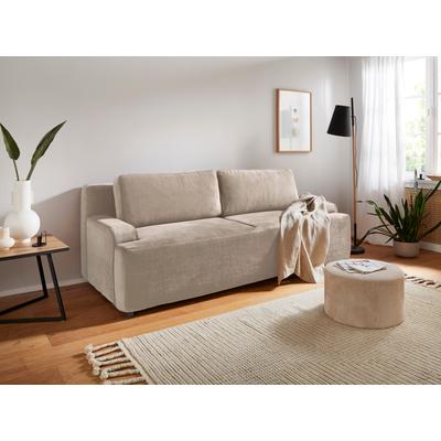 Schlafsofa ANDAS "Halbschlaf", beige (creme), B:225cm H:90cm T:95cm, 100% Polyester, Sofas, mit Bettfunktion und Bettkasten Image