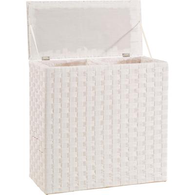 Wäschesortierer LOCKER, weiß, B:65cm H:64cm T:31cm, Nylongeflecht, Wäschesammler, Nylon geflochten, Höhe 64 cm Image
