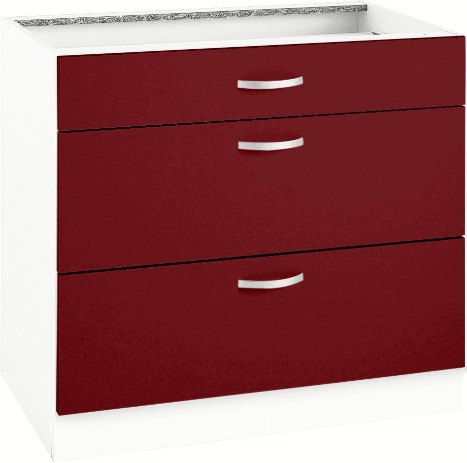 Unterschrank WIHO KÜCHEN "Flexi", rot (front: rot glanz, korpus: weiß), B:90cm H:82cm T:57cm, Schränke, Breite 90 cm Image