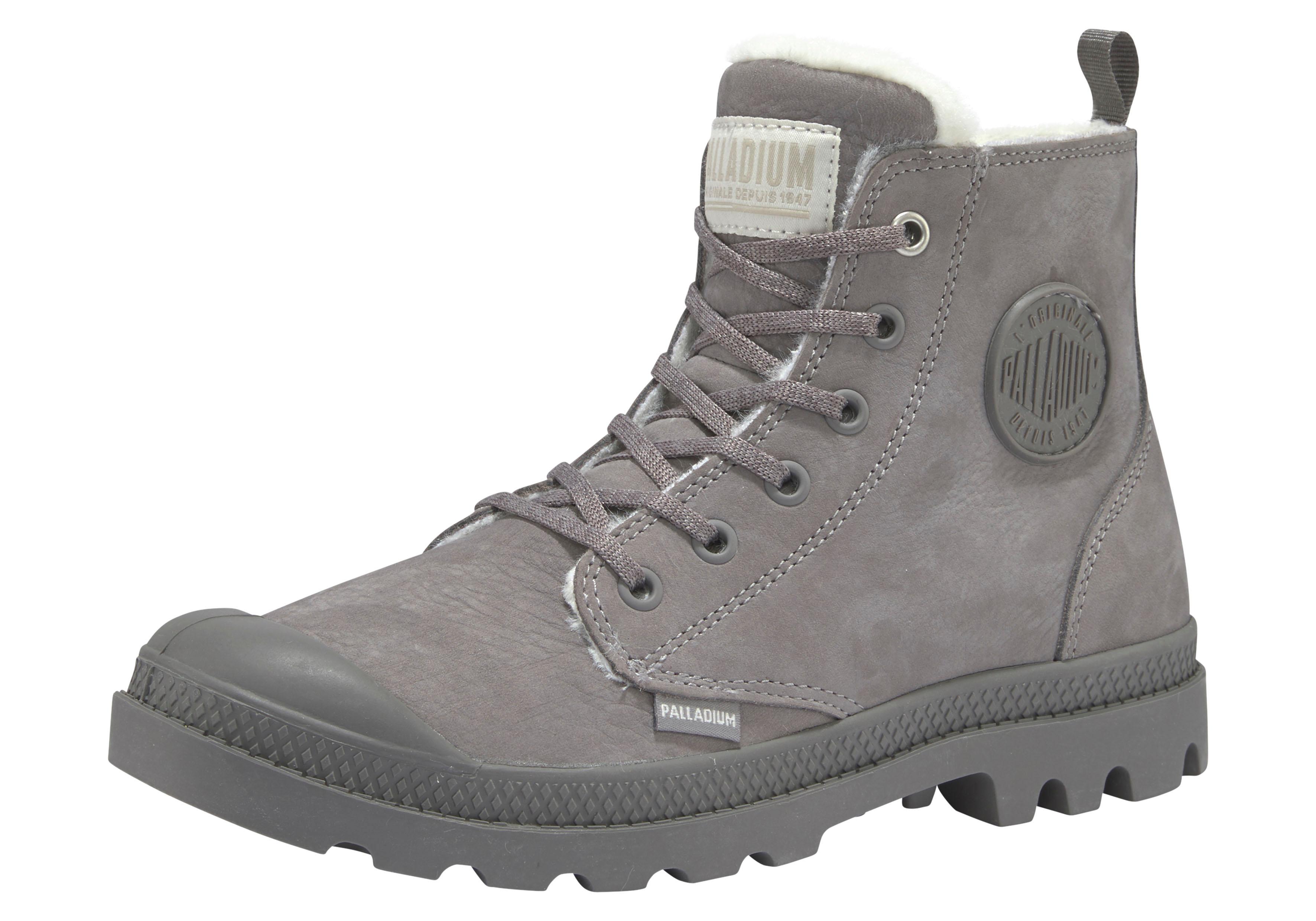 Winterboots PALLADIUM "PAMPA HI ZIP WL W", Damen, Gr. 37, schwarz (cloudburst, charcoal, gray), Leder, Schuhe Winterboots, Winterschuhe, Schnürboots, Winterstiefel, Snowboots, gefüttert