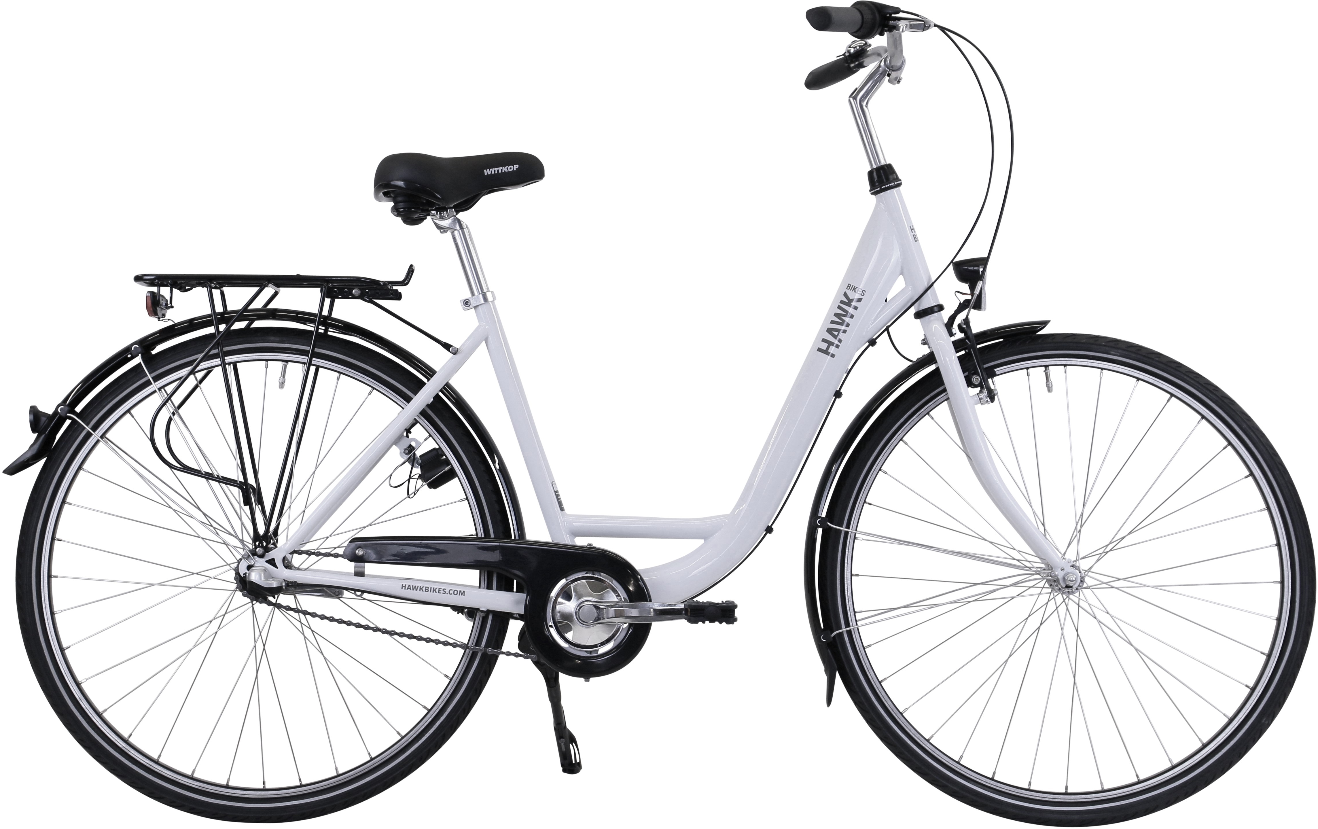 Cityrad HAWK BIKES "City Wave Premium White" Gr. 48, weiß, Fahrräder, 48cm, 28 Zoll (71,12cm), für Damen und Herren Image