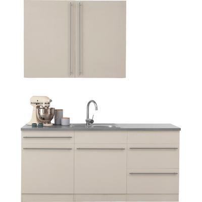 Küche WIHO KÜCHEN "Chicago", weiß (front: cashmerefarben, korpus: cashmerefarben, arbeitsplatte: canvas grau), B:180cm T:60cm, Komplettküchen-Sets, Küchenzeile, wahlweise mit E-Geräten, Breite 180 cm Image