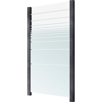 Zaun STAKET PRO, grau, Pfosten: 2 St., Aluminium, Glas, Zaunelemente, Glaszaun, Gesamtlänge: 1,217 m, 2 Pfosten