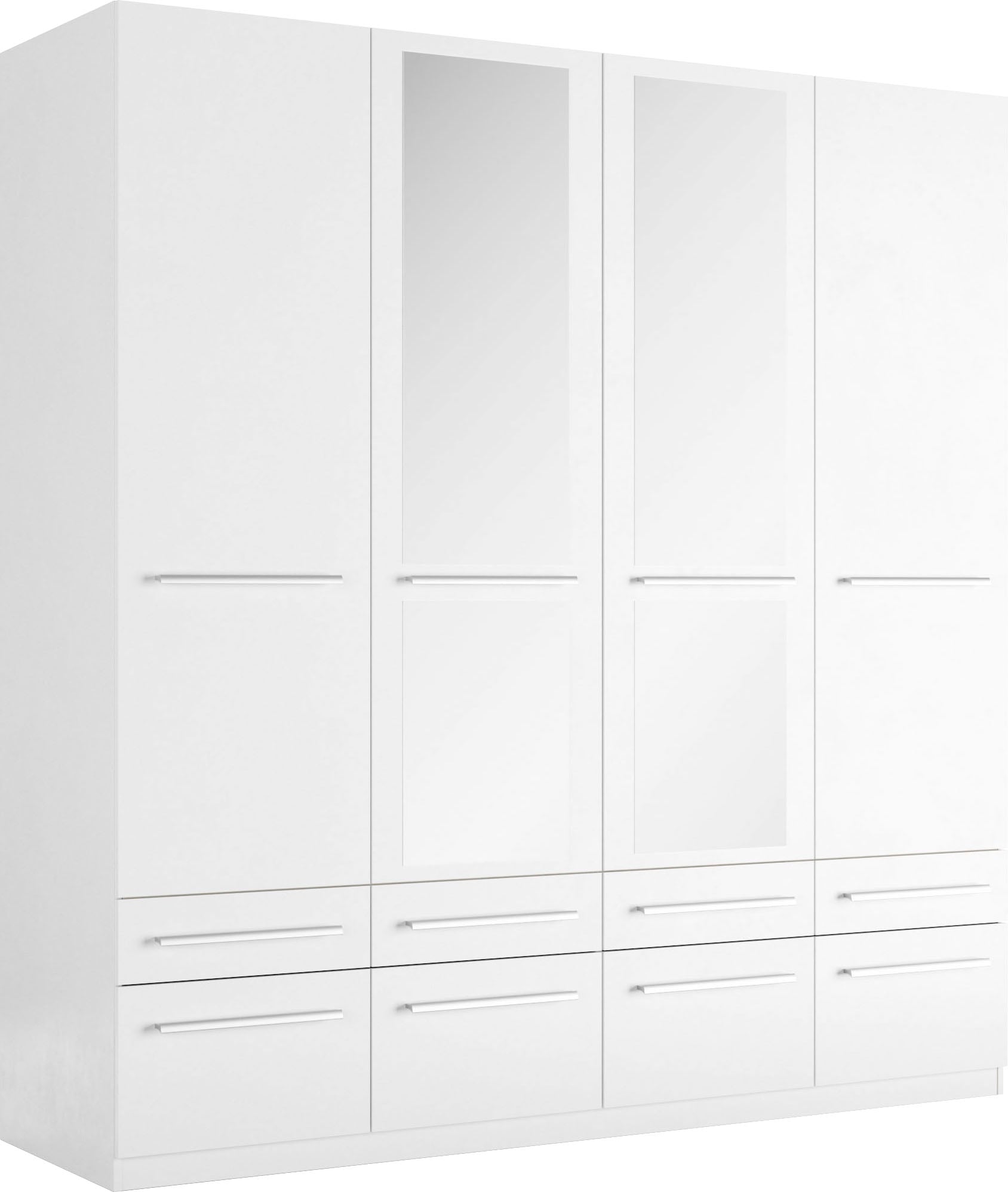 Kleiderschrank PRIESS "Schrank Garderobe Wäscheschrank Barcelona in 5 Breiten", weiß, B:185cm H:193cm T:54cm, Holzwerkstoff, Schränke, Kleiderschrank, viel Stauraum, geräumige Schubkästen, mit Spiegel, MADE IN GERMANY Image