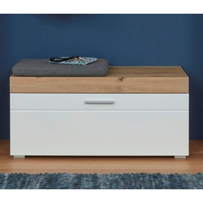 Sitzbank INOSIGN "Avena", weiß (asteiche, weiß hg), B:91cm H:42cm T:38cm, Holzwerkstoff, MDF, Kunststoff, Metall, Sitzbänke, Garderobenbank Sitzbank Image