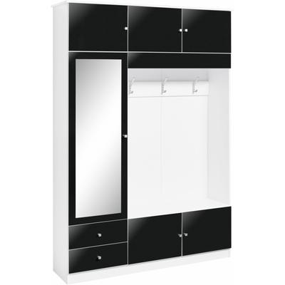 Garderobenschrank BORCHARDT MÖBEL "Kompakta", schwarz (weiß matt, schwarz hochglanz), B:140cm H:202cm T:36cm, Holzwerkstoff, Schränke, Höhe 202 cm, Topseller Image