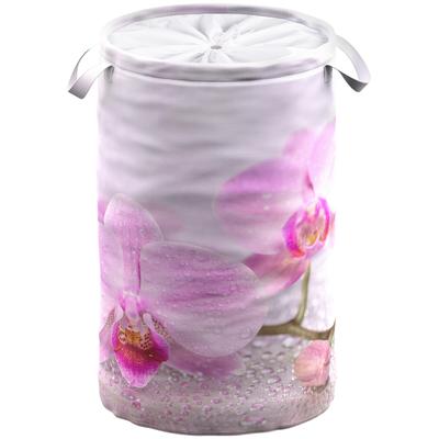 Wäschekorb SANILO "Blooming", rosa (rosa, pink), H:55cm Ø:37cm, Polyester, Wäschesammler Image