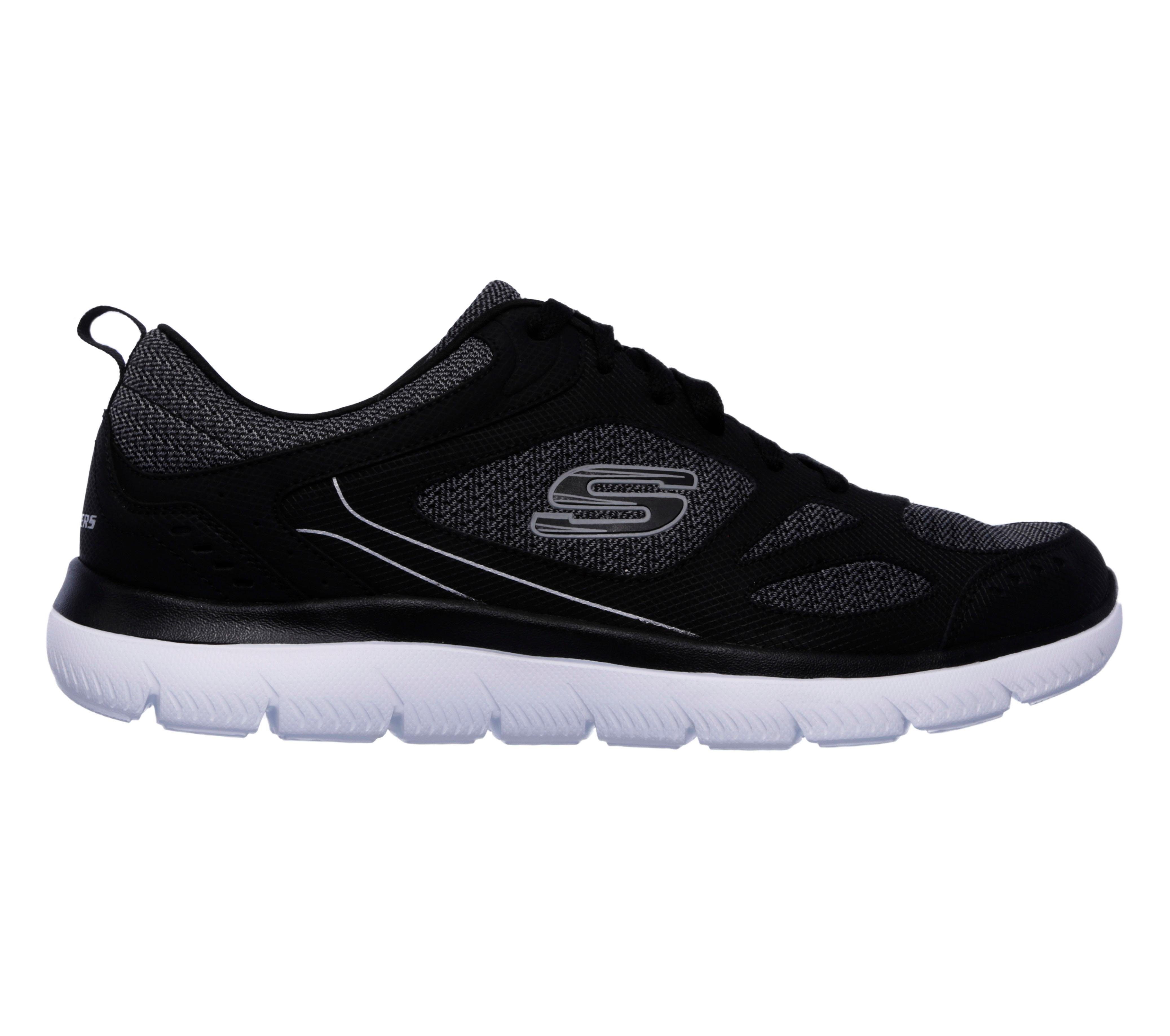 Sneaker SKECHERS "Summits-South Rim", Damen, Gr. 41, schwarz (schwarz, grau), Leder, Textil, Schuhe Sneaker, Freizeitschuh, Halbschuh, Schnürschuh im modernen Materialmix