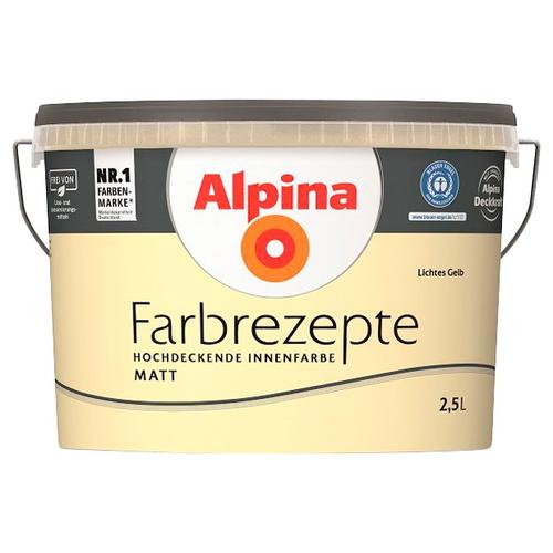 „ALPINA Wand- und Deckenfarbe „“Farbrezepte Lichtes Gelb““ Farben Helles Gelb, matt, 2,5 Liter Gr. 2,5 l 2500 ml, gelb (helles gelb) Wandfarbe bunt“