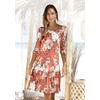 Jerseykleid S.OLIVER, Damen, Gr. 42, N-Gr, orange (koralle, bedruckt), Jersey, Obermaterial: 100% Viskose, modisch, figurumspielend knielang, Rundhals, 3/4-Ärmel, Kleider, mit Blumenprint und Volantrock, 3/4-Ärmel, Sommerkleid, Strandkleid