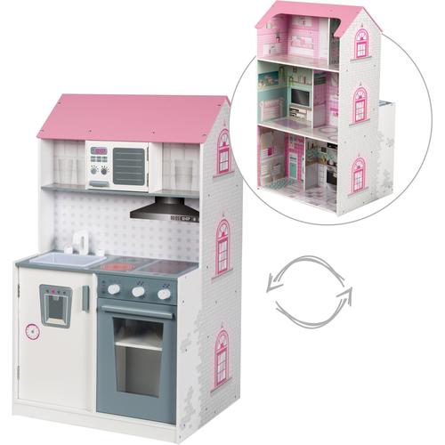 Spielküche ROBA ""2-in-1, rosa"" Spielküchen rosa (weiß/rosa) Kinder mit mehrstöckigem Puppenhaus