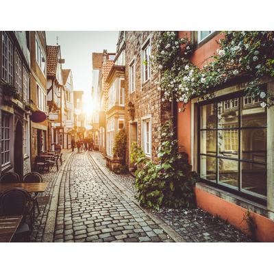 Fototapete PAPERMOON "Old Town in Belgium", bunt (mehrfarbig), B:3,5m L:2,6m, Vlies, Tapeten Image