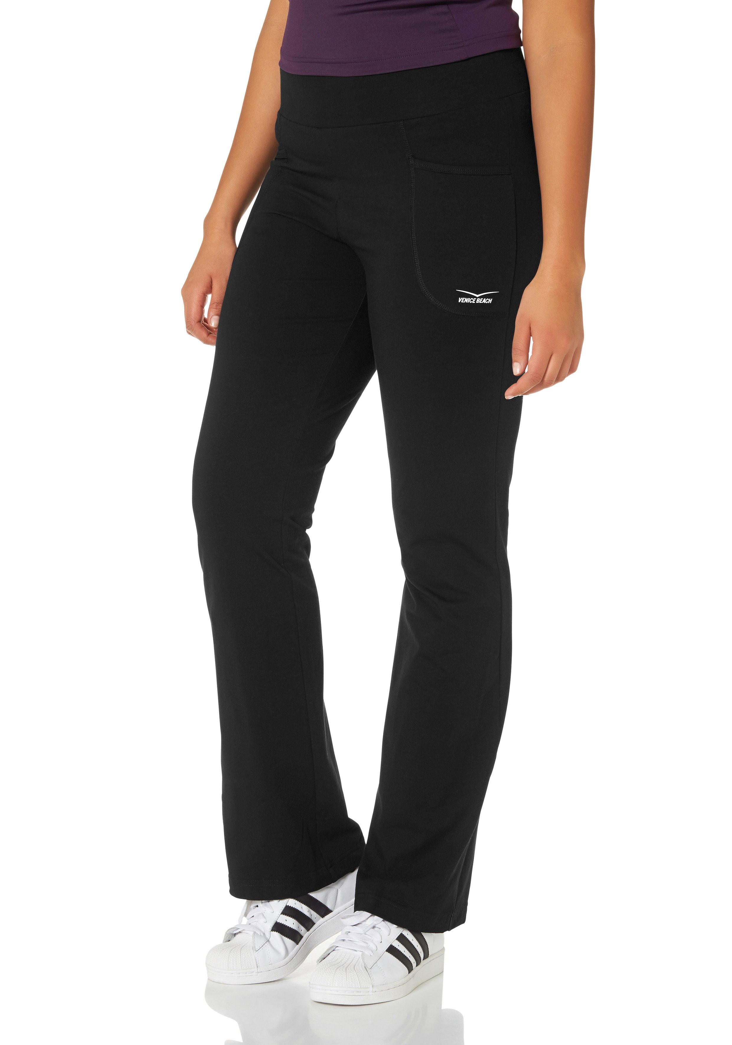 Leggings VENICE BEACH, Damen, Gr. 104, K + L Gr, schwarz, Obermaterial: 95% Baumwolle, 5% Elasthan, unifarben, bequem lang, Hosen Funktionshose Tanzhose Outdoorbekleidung Hose Trainingshose Trekkinghose, Große Größen
