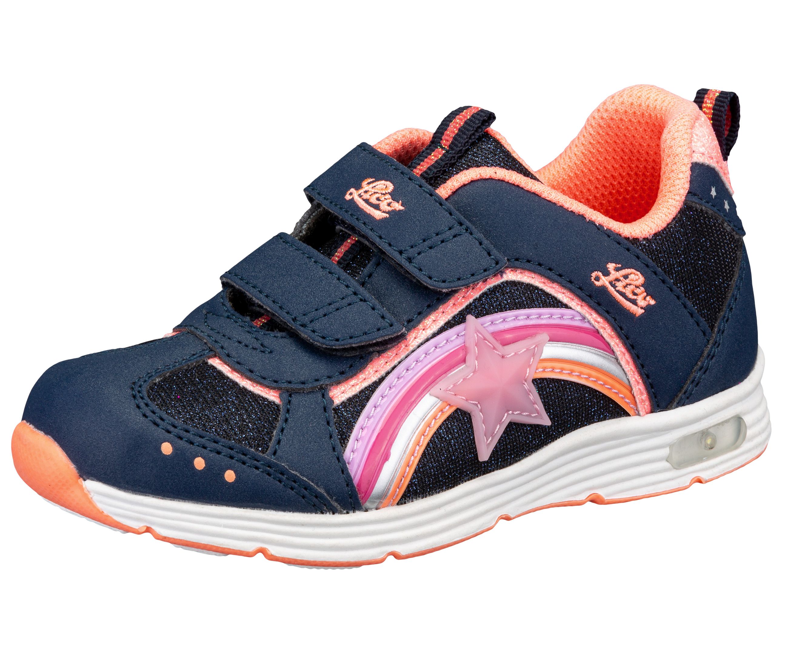 Klettschuh LICO "Freizeitschuh Rainbow V Blinky", Kinder, Gr. 24, blau, Synthetik, Schuhe Klettschuh