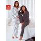 Pyjama VIVANCE DREAMS Gr. 44/46, schwarz-weiß (weiß, schwarz, gepunktet, weiß, gemustert) Damen Homewear-Sets Pyjamas