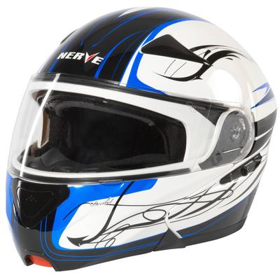 Motorradhelm NERVE "NH5008" Gr. L, schwarz (weiß, blau, schwarz), Helme, L Kopfumfang: 59cm - 60cm