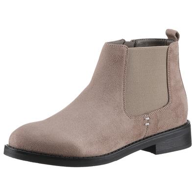 Chelseaboots ANISTON SHOES, Damen, Gr. 36, grau (taupe), Textil, Veloursleder, unifarben, elegant, Schuhe Chelseaboots, 