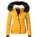 Steppjacke NAVAHOO "Miamor", Damen, Gr. S (36), gelb, Oberstoff: 100% Polyester, Futter: 100% Polyester, Wattierung: 100% Polyester, Ärmelfutter: 100% Polyester, Kunstpelz: 90% Polyacryl, 10% Polyester, casual, figurbetont Po-bedeckend, Langarm...