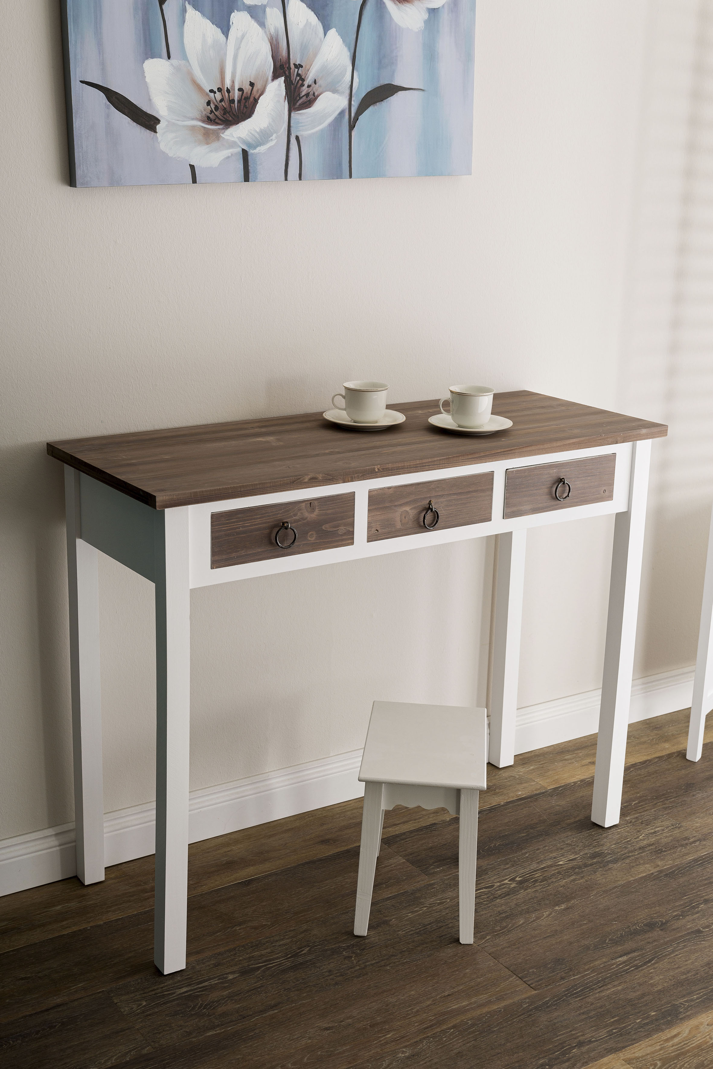 Konsole MY FLAIR "Straight", weiß, B:105cm H:81cm T:40cm, Sideboards, Konsolentisch, mit 3 Schubladen - FSC