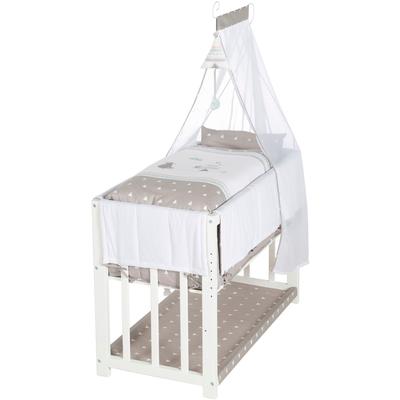 Stubenbett ROBA "4 in 1, Indibär, weiß", Baby, Gr. Liegefläche B/L: 45cm x 90cm, kein Härtegrad, weiß, MDF, Schichtholz, Babybetten, zu Wiege, Elternbett oder Bank umbaubar
