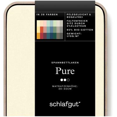 Spannbettlaken SCHLAFGUT "PURE Bio-Baumwolle mit Elasthan, dehnbar blickdicht, straff, Bettlaken", gelb (gelb light), B: