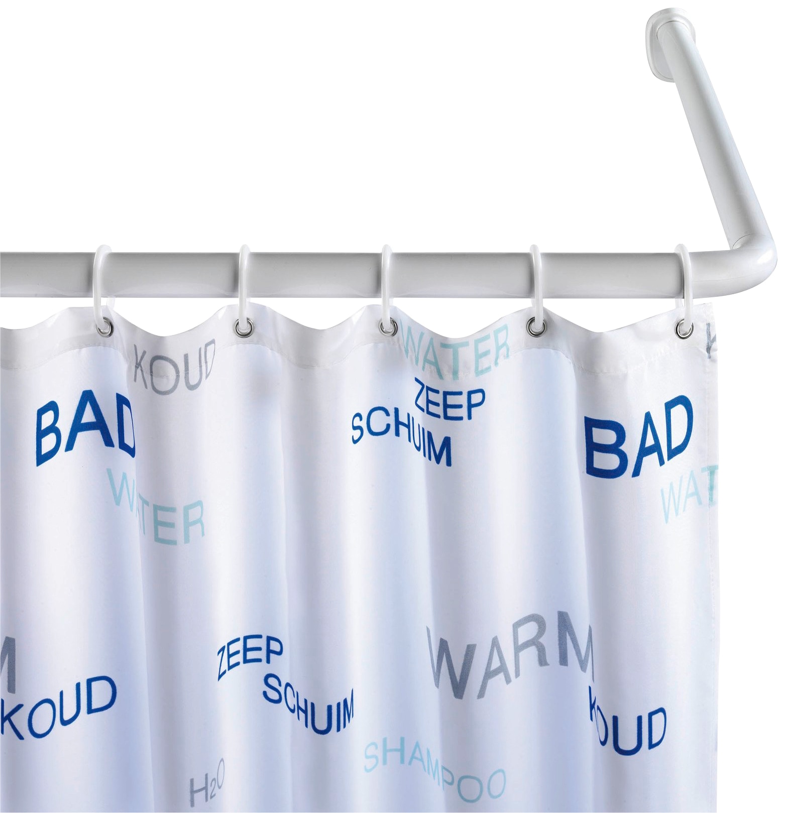 Duschvorhangstange WENKO "Universal", weiß, B:17,5cm L:2,5cm, Aluminium, Kunststoff, Gardinenstangen, variabel