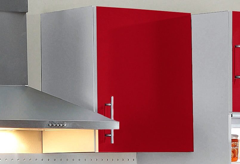 Hängeschrank WIHO KÜCHEN "Kiel", rot (front: burgund, korpus: steel grau), B:50cm H:56,5cm T:35cm, Schränke, Hängeschrank, 50 cm breit
