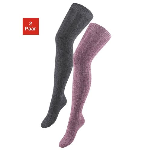 Overknees LAVANA Gr. 35-38, rosa (schwarz, meliert, rosa, meliert) Damen Socken in Melangequalität