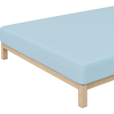 Spannbettlaken SCHLAFGUT "Premium", blau (blau light), B:120-130cm L:200-220cm, Mako-Zwirn-Jersey, Obermaterial: 95% Baumwolle, 5% Elasthan, Laken, Zero Waste Verpackung, PREMIUM Qualität Image