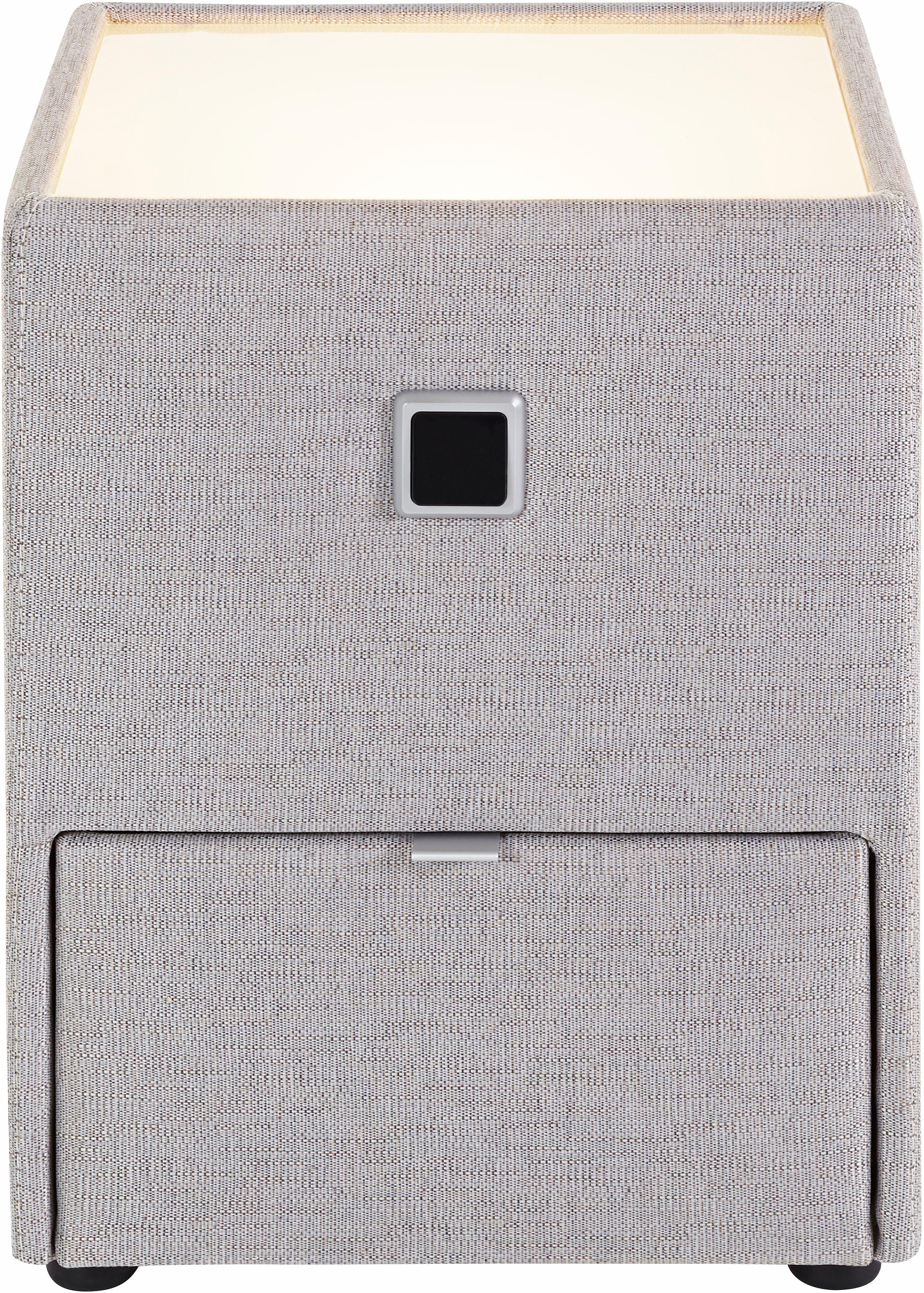 Nachtkonsole JOCKENHÖFER GRUPPE "Lancy", beige (beige 142, 08), B:42,5cm H:53cm T:45cm, Glas, Holzwerkstoff, Sideboards, Nachtkonsole, mit LED-Beleuchtung