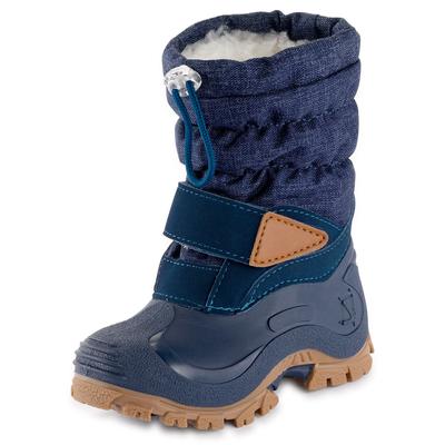 Snowboots LURCHI "Finn", Kinder, Gr. 35, blau (navy, gemustert), Synthetik, Textil, sportlich, Schuhe, Winterboots mit Schurwolle, Größenschablone zum Download