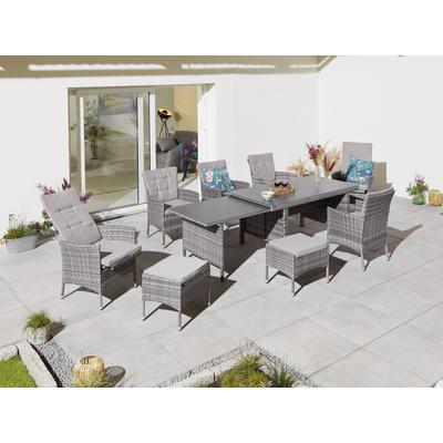 Garten-Essgruppe KONIFERA "Parla" Sitzmöbel-Sets Gr. ausziehbarer Tisch, braun (braun, grau) Polyrattan Gartenmöbel Bestseller