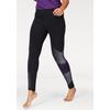 Leggings KANGAROOS, Damen, Gr. 48, N-Gr, schwarz (schwarz, lila), Single Jersey, Obermaterial: 95% Baumwolle, 5% Elasthan, bedruckt, sportlich, eng knöchellang, Hosen, Große Größen