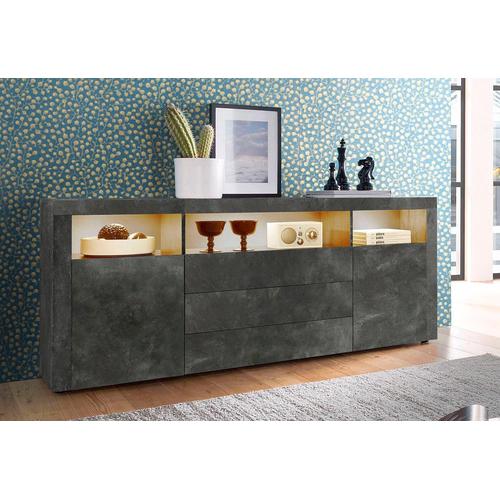 „Sideboard BORCHARDT MÖBEL „“Santa Fe““ Sideboards Gr. B/H/T: 166 cm x 72 cm x 35 cm, 3, grau (schiefer) Sideboards Breite 166 cm“