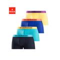 Boxer BRUNO BANANI "Boxershorts für Herren", Herren, Gr. XXL, bunt (gelb, türkis, royalblau, navy), Jersey, Obermaterial: 95% Baumwolle, 5% Elasthan, unifarben, Unterhosen, mit farbigen Marken-Schriftzug am Bündchen