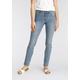 Slim-fit-Jeans ARIZONA "Bund mit seitlichem Gummizugeinsatz" Gr. 44, N-Gr, blau (bleached) Damen Jeans Röhrenjeans