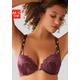 Push-up-BH NUANCE Gr. 70, Cup C, rot (weinrot) Damen BHs Schalen-BH Push-up-BH BH Spitzenwäsche Spitzen-BH Spitzen-BHs