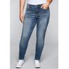 Stretch-Jeans SHEEGO "Große Größen", Damen, Gr. 29, Kurzgrößen, blau (blau denim), Obermaterial: 96% Baumwolle, 4% Elasthan (LYCRA XTRA LIFE), unifarben, casual, lang, Jeans, Skinny mit Bodyforming-Effekt