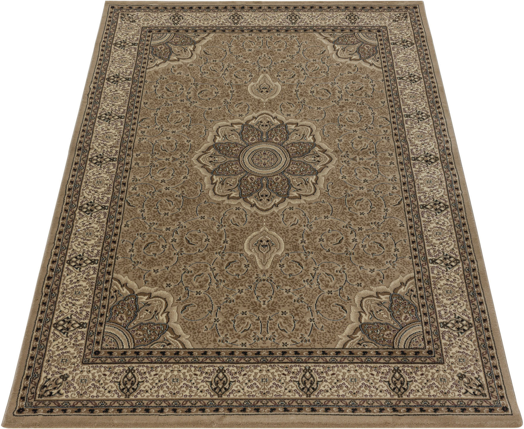 Teppich AYYILDIZ TEPPICHE "KASHMIR 2601", beige, B:120cm H:10mm L:170cm, Polypropylen (PP), Teppiche, Orient Optik, pflegeleicht, robuster Kurzflor, Wohnzimmer Image