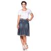 Jeansrock SHEEGO BY JOE BROWNS "Große Größen", Damen, Gr. 58, blau (blau denim), Obermaterial: 100% Baumwolle, unifarben, modisch, figurumspielend knieumspielend, Röcke, Saumabschluss hell abgesetzt