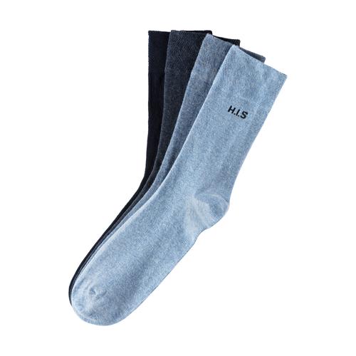 Socken H.I.S Gr. 39-42, blau (1x marine, 1x jeansblau, meliert, jeans, hellblau, meliert) Herren Socken mit druckfreiem Bündchen