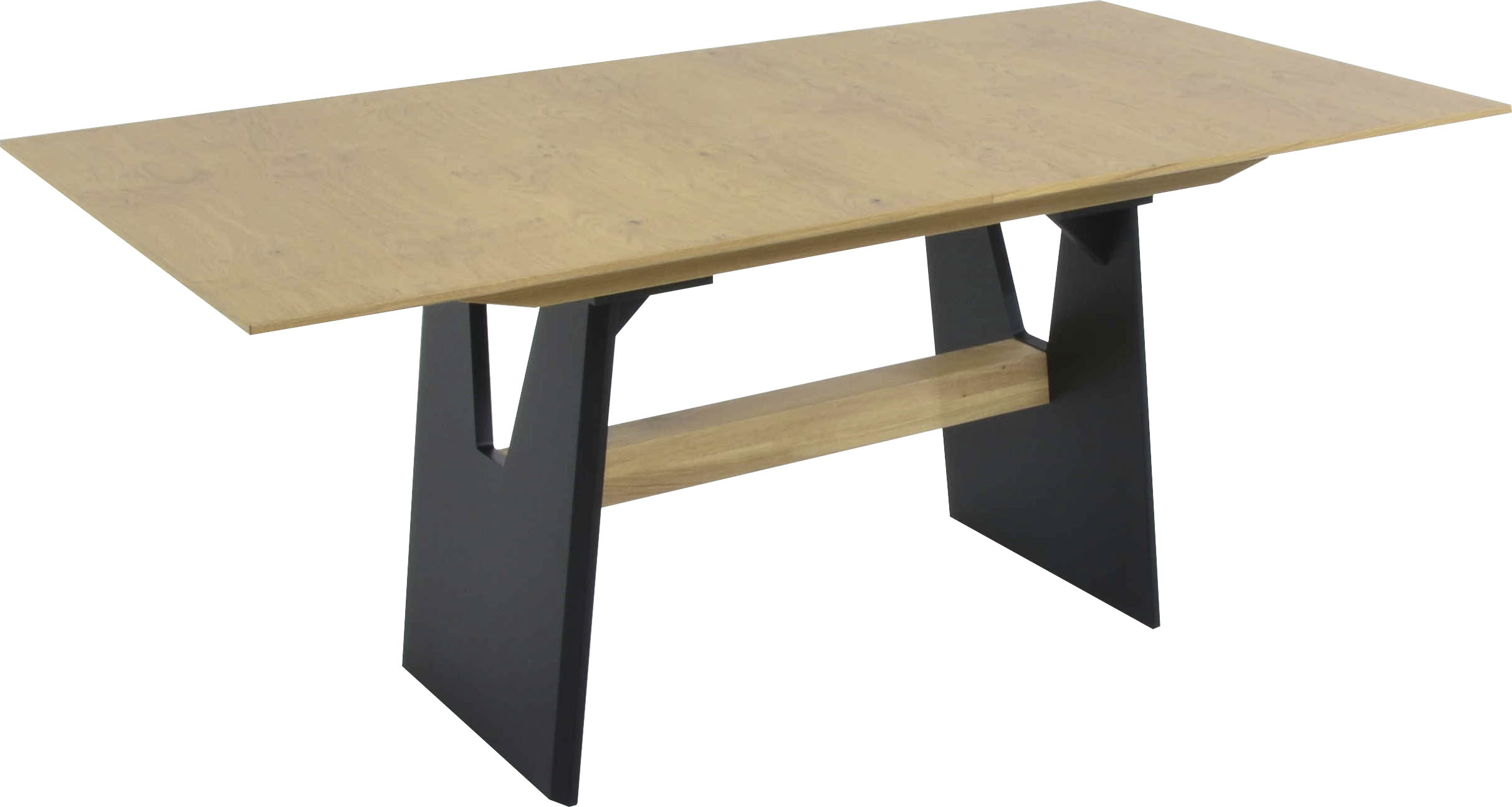 Esstisch K+W KOMFORT & WOHNEN "Giacomo I", braun (asteiche natur 2829, schwarz, asteiche natur), B:180cm H:75cm T:90cm, Tische, Rechteckiger Esstisch Esstisch Ausziehbarer Esstisch, Esstisch in Asteiche natur, Untergestell in MDF mit furnierten Balken