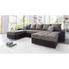Wohnlandschaft COLLECTION AB "XXL-Josy U-Form, Breite 333 cm, mit 2 Recamieren 77 & 97 cm", schwarz (schwarz, grau), B:333cm H:84cm T:161cm, Kunstleder SOFTLUX/80% Polyester; 20% Polyacryl, Sofas, inkl. Bettfunktion, Bettkasten, mit 5 gleich großen...