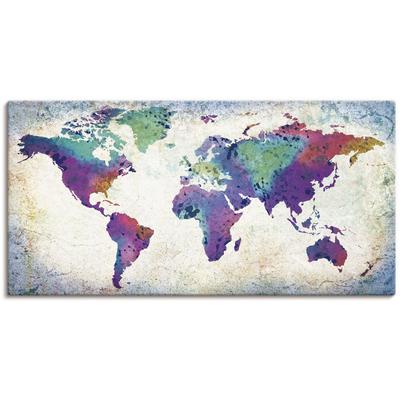 Wandbild ARTLAND "bunte Weltkarte", bunt (farbe bild(er): bunt), B:60cm H:30cm, Bilder, als Alubild, Outdoorbild, Leinwandbild, Poster, Wandaufkleber Image