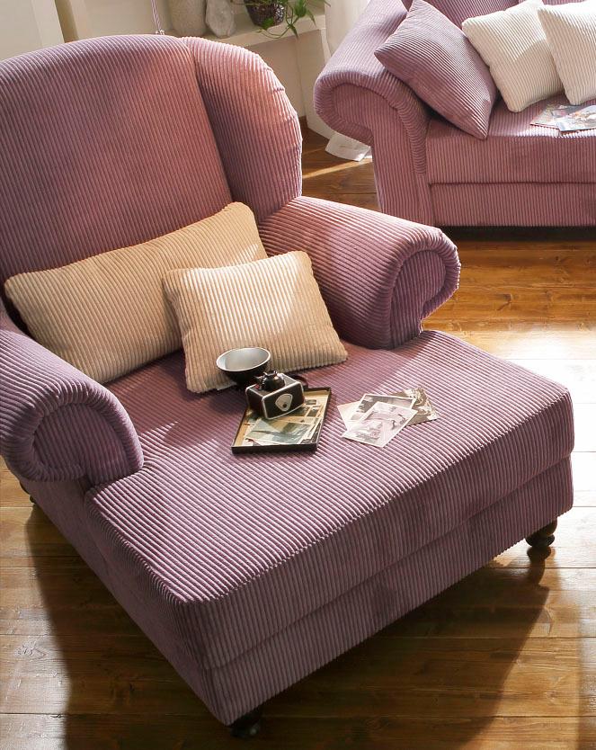 XXL-Sessel HOME AFFAIRE "King Henry, Sessel, Ohrensessel, Relaxsessel, Big Sessel, Breite 121cm", lila (lavendel), B:121cm H:111cm T:107cm, Luxus-Microfaser (100% Polyester);Samtcord »Ribbon« (88% Polyester 12% Polyacryl), Sessel, mit Federkern, in...