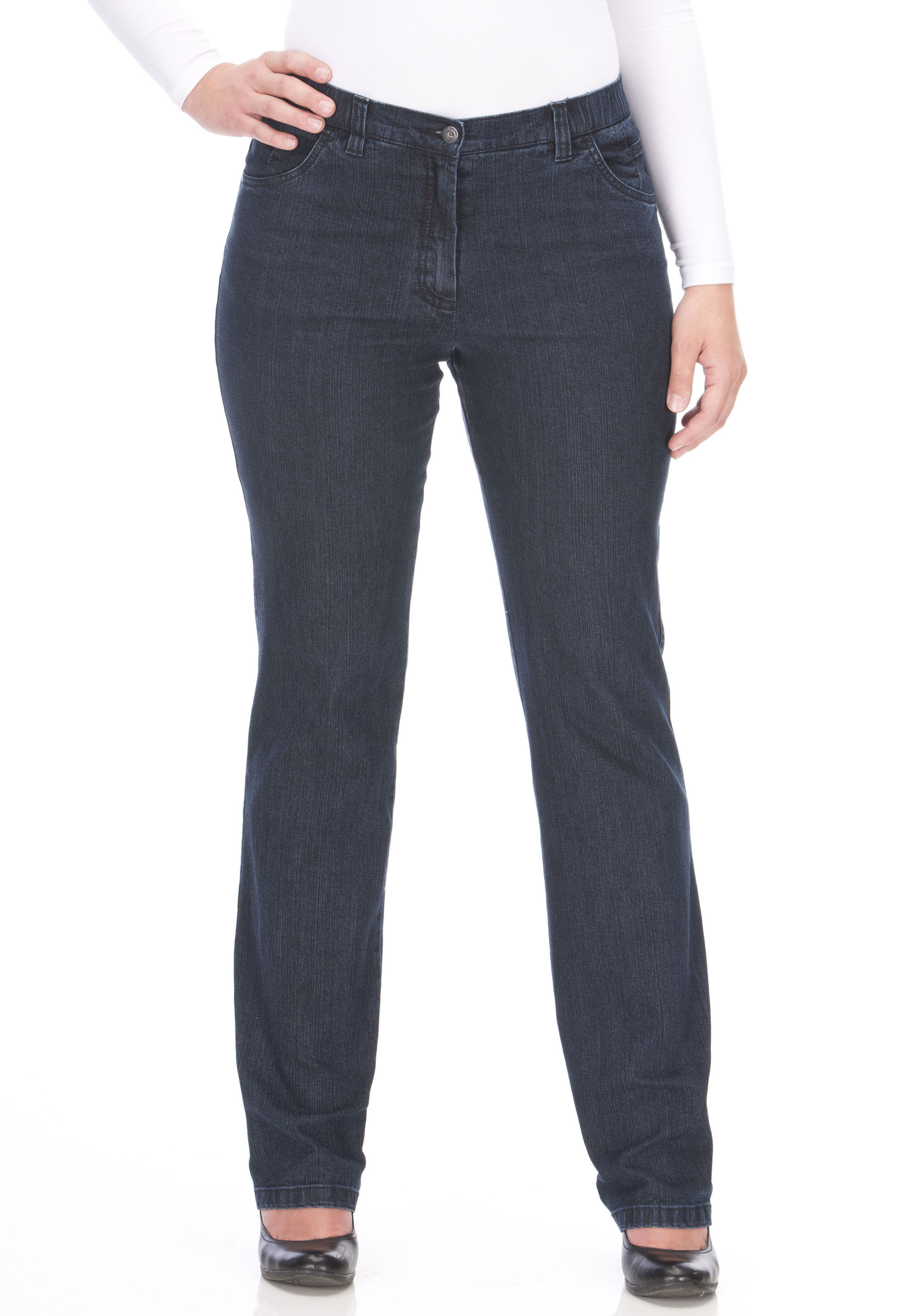 Stretch-Jeans KJBRAND "Betty Denim Stretch", Damen, Gr. 46/23, K-Gr, blau (schwarz, blau), Denim/Jeans, Obermaterial: 85% Baumwolle, 13% Polyester, 2% Elasthan, leichte Abriebeffekte, Basic lang, Jeans, mit Stretch