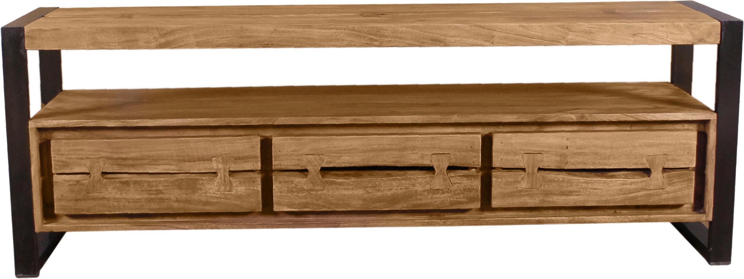 Lowboard SIT "Live Edge", beige (natur), B:160cm H:55cm T:40cm, Massivholz, Sideboards, Lowboard, aus Akazienholz, mit markanten Baumkanten in der Front